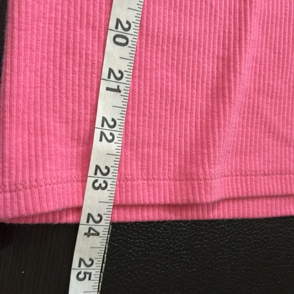 J Crew Vintage rib puff sleeve top Pink lightweight cotton long sleeve Sz L